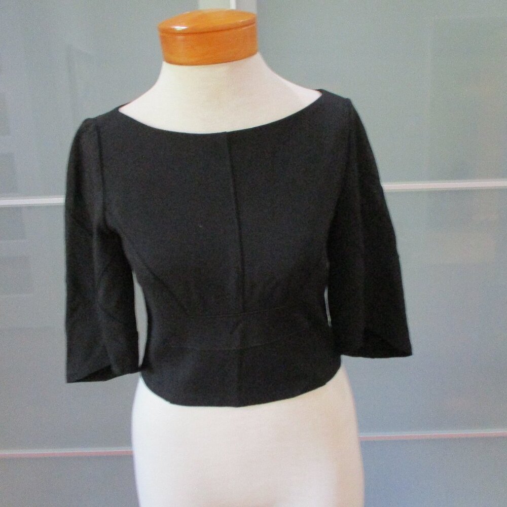 Adria Moss Cropped Black 3/4 Sleeve Blouse